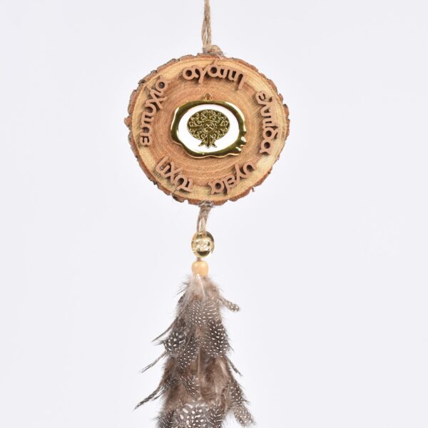 Ξύλινος κορμός κρεμαστό γούρι με  μεταλλικά και ξ΄ύλινα στοιχεία  15X40CM