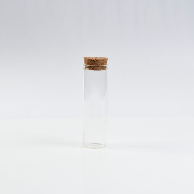 "Οικολογική μπομπονιέρα δοκιμαστικός σωλήνας 10cm με καπάκι φελλού"