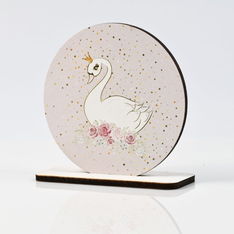 Καδράκι με τυπωμένο σχέδιο κύκνος Φ10cm| Σετ 10 τμχ