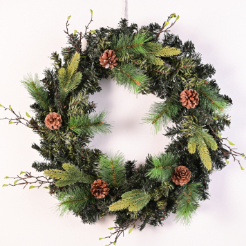 Χριστουγεννιάτικο Στεφάνι με Φυσικά Κουκουνάρια Φ60cm