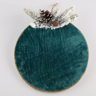 Κρεμαστό Βελούδο Σμαραγδί με Έλατο & Κουκουνάρια